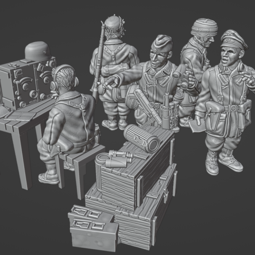 28mm German Fallschirmjager Headquarter