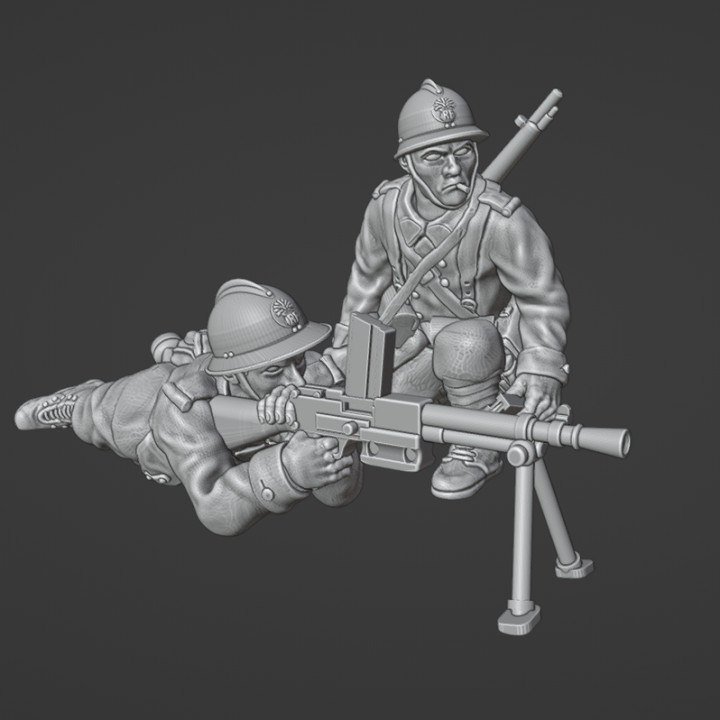 WW2 28 mm French LMG Team (laying down)