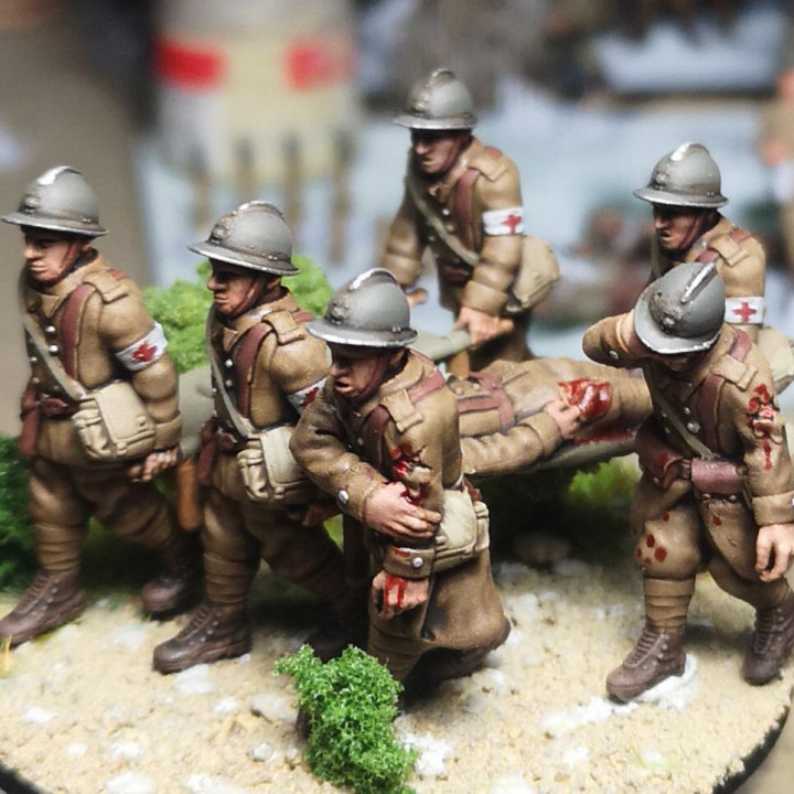 WW2 28mm french stretcher bearers team (and wounded soldiers)